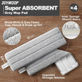 JOYMOOP Microfiber Flat Mop Pads, Washable Replacement Pads for 13 Inch Mop System, Grey, Pack of 4 13.0 × 4.9 Inch 4 Pcs 13" - 4 Grey