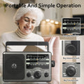 AM FM Portable Radio Battery Operated by 4X D Cell Batteries Or AC Power Transistor Radio with and Big Speaker, Standard Earphone Jack, High/Low