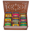 Twinings Tea Bag Sampler Variety with Brown Wooden Organizer (60 Tea Bags) 40 Different Flavors, Gift for Tea Lovers: Women, Men, Mom, Dad,