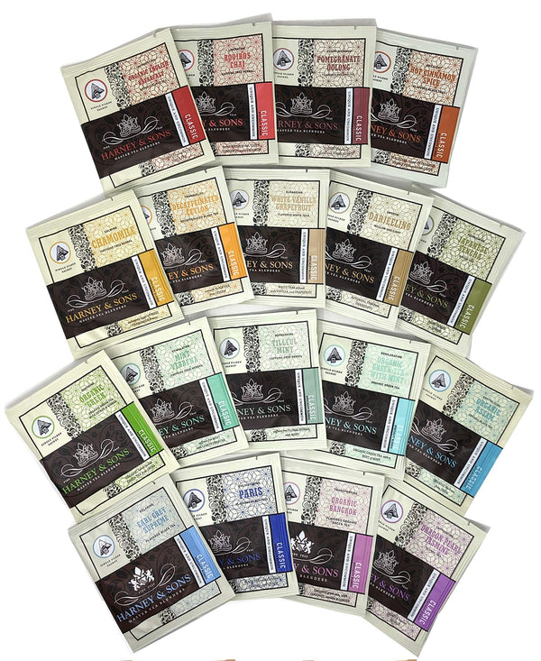 Harney & Sons Tea Gift Box Assorted Classic Tea Sachet Sampler Bundle 18 Count - Great for Birthday, Hostess and Co-worker Gifts