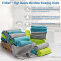 FIXSMITH Microfiber Cleaning Cloth - Pack of 50, Microfiber Towels for Cars 16 x 12 in, Highly Absorbent Cleaning Rags, Lint-Free, Streak-Free