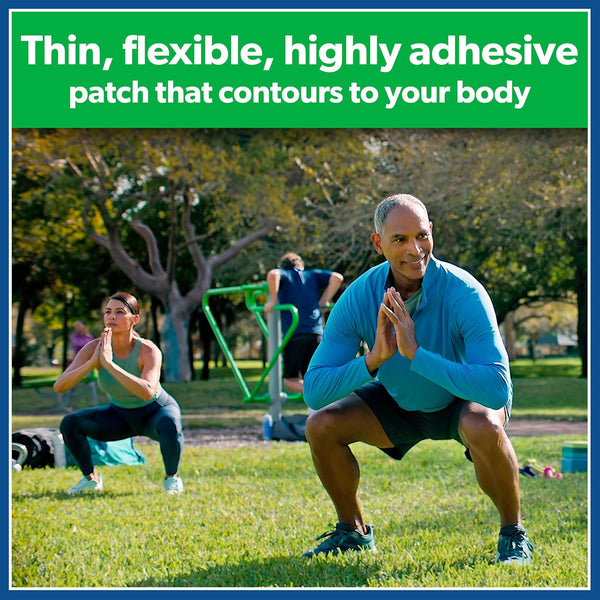 Salonpas Maximum OTC Strength Lidocaine 4% Pain Relieving Flex Patch, Apply for up to 8 Hours, Unscented, Thin, Flexible, Lightweight, Patch Stays