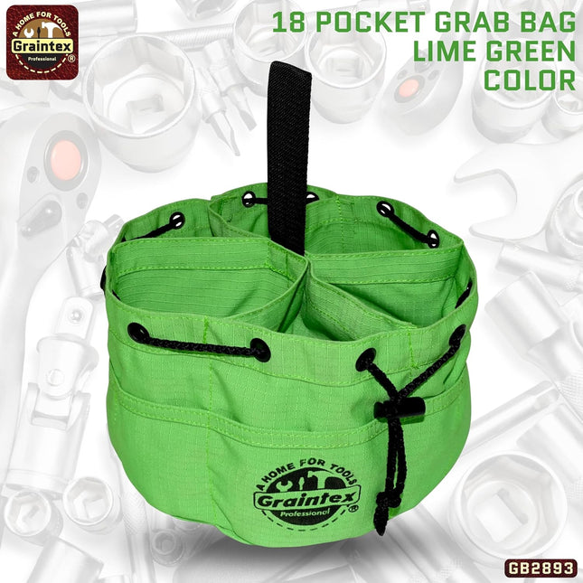 Graintex 18 Pockets Grab Bag Rip-stop Canvas Drawstring Closure, Small Part Organizer Pouch, Small Tools, Screws, Parts,