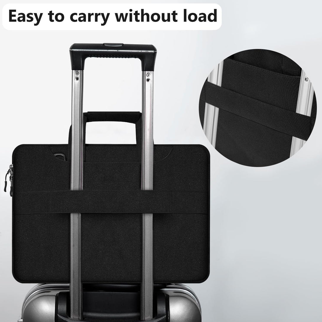 Hseok Slim Laptop Shoulder Bag 13-14 Inch Handbag with Small Case Compatible with Macbook Pro 14" M4/M3/M2/M1 2025-2021, 13.3" Mac Air/Pro, XPS 13/14 and Most 13"-14" Notebooks,Black