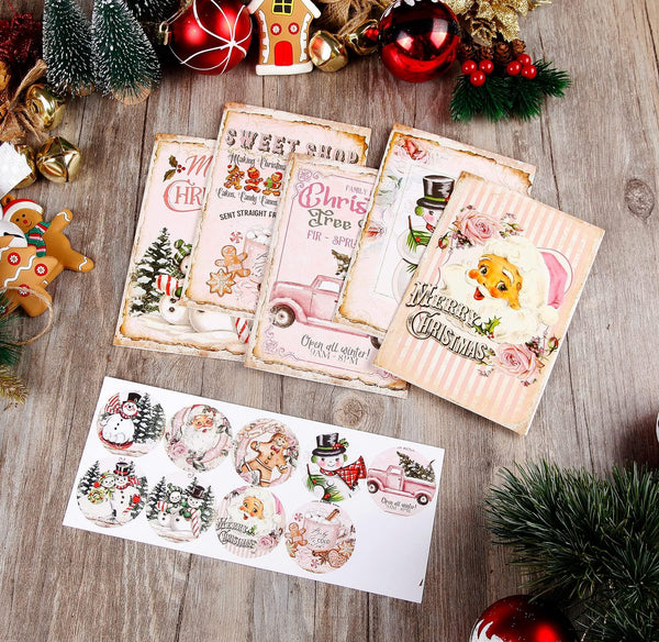 Quera Christmas Vintage Greeting Cards 27PCS Bulk Christmas Cards Snowman Santa Family Merry Christmas Cards with Envelopes for Christmas Holiday