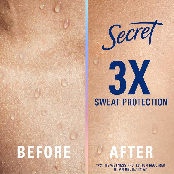 Secret Clinical Strength Antiperspirant Deodorant for Women, 3X Stress Protection, 72Hr Sweat & Odor Protection, PH Balancing Minerals, Clear Gel,