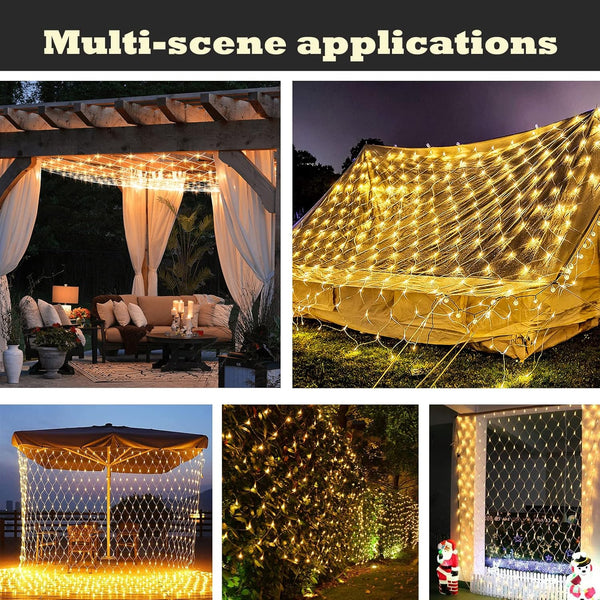 LED Net Lights, 270L 10×10 FT Outdoor Mesh Lights for patio, Pergolas 270LED 10×10FT Net lights Connectable