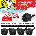 4 Pack Black Bath Loofah Sponge 60g Shower Mesh Ball - Exfoliating Body Scrubber for Men & Women - Durable Shower Puff Bath Loofa for Soothe Skin