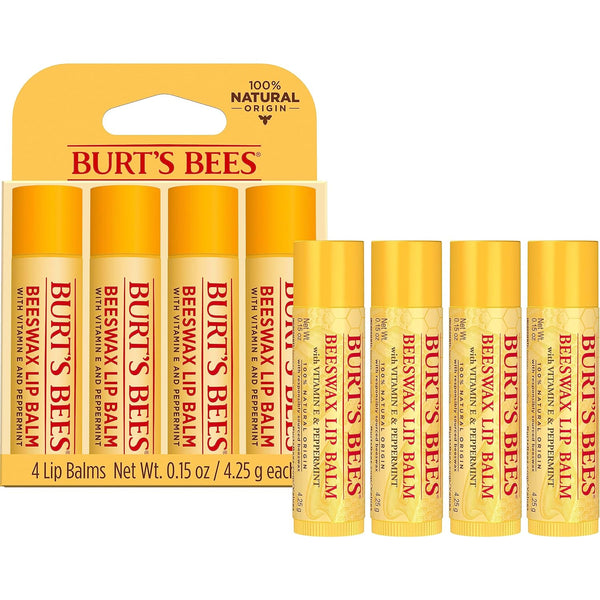 Burt'S Bees Lip Balm - Original Beeswax, Lip Moisturizer with Responsibly Sourced Beeswax, Tint-Free, Natural Origin Conditioning Treatment, 4
