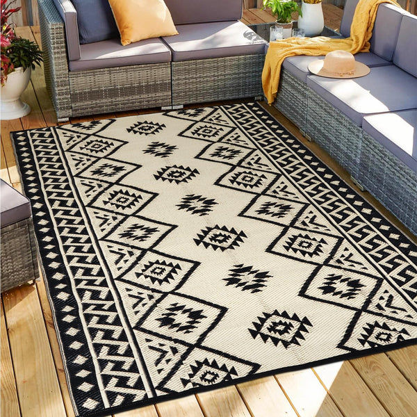 LILIOFFIC Outdoor Rugs - Reversible Mats, 5'X8' Plastic Straw Rug for Patio Waterproof, Indoor Outdoor Area Rug Carpet for Outside, RV,