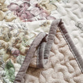 Flysheep 3 Pieces Quilt Set Full/Queen Size, Beige Floral Reversible Bedspread Coverlet Set, Soft Microfiber Lightweight Bed Cover for All Season
