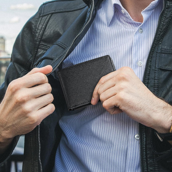 Gostwo Mens Wallet RFID Blocking Slim Minimalist Bifold Wallet with ID Window & Business Card Holder, Thin Front Pocket Design, Stylish Wallet for