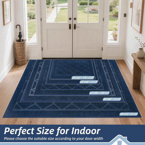 BEQHAUSE Dirt Trapper Door Mat 20" x 32", Doormat Non-Slip, Navy Blue | Entryway Rugs Washable, Dog Door Mat Stain Resistant and Absorbent Welcome