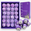 Zen'S 24-Piece Lavender & Chamomile Bath Bombs for Women Men & Kids. Handmade, Natural & Organic for a Relaxing Bath Gift Set Lavender Essential Oil