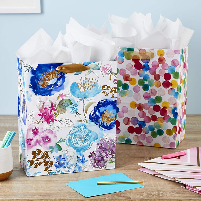 Hallmark 13" Large Gift Bags Assortment with Tissue Paper (Pack of 3: Floral, Ch