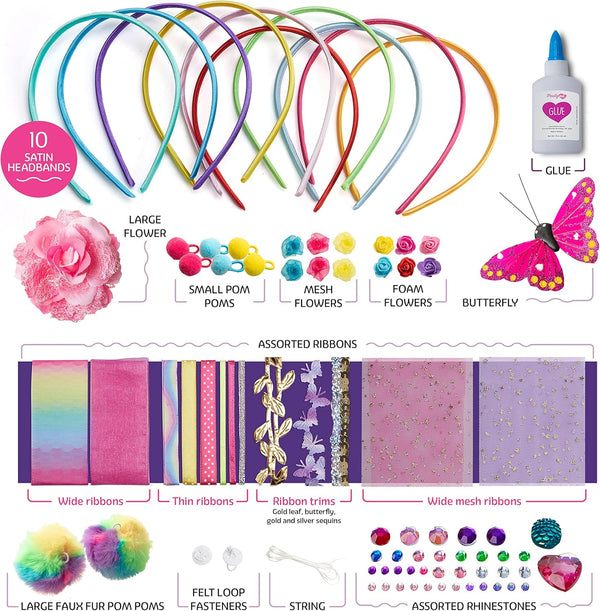 Headband Making Kit for Girls - Arts & Crafts Gift - Make Your Own Fashion Headbands for Kids - DIY Hair Accessories Set - Gift for Ages 5-12 Year