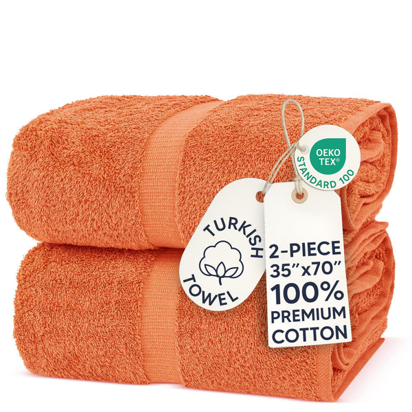 Chakir Turkish Linens, 100% Cotton Premium Quality Turkish Bath Sheets (35''x70'' Large Bath Sheet Towels - Coral) Coral 35''x70'' Large Bath Sheets