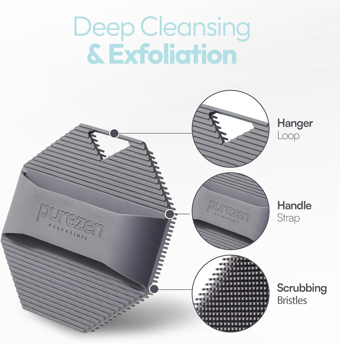 Silicone Body Scrubber, Exfoliating Body Scrubber for All Skin Types, Eco Friendly Massaging & Exfoliating Shower Scrubber with Soft Bristles, Travel Essentials, Loofah Alternative