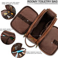 Elviros Toiletry Bag for Men PU Leather Dopp Kit (Large, Dark Brown) | Water-Resistant Travel Organizer for Bathroom Toiletries, Shaving Tools,