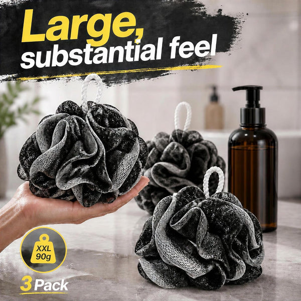 Exfoliating Loofah Body Scrubber for Shower: 3-Pack XXL 90g Loofah Sponge