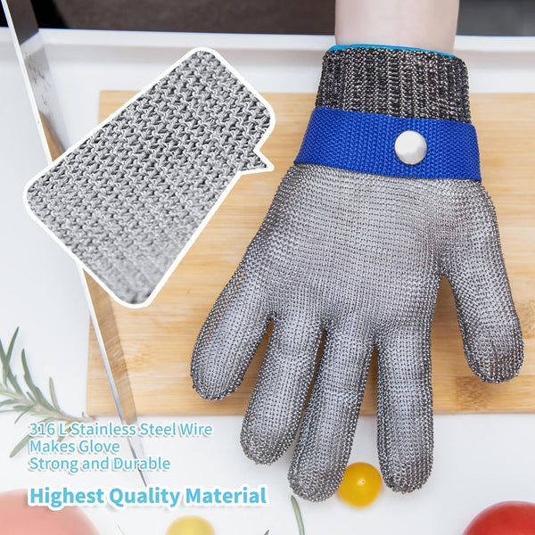 ARCLIBER Level 9 Cut Resistant Glove Stainless Steel Wire Metal Mesh Butcher Glove for Meat Cutting Oyster Shucking Chopping and Peeling Small