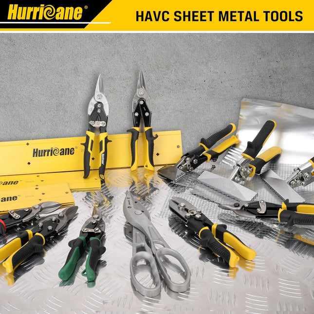 HURRICANE 10 Inch Aviation Tin Snips, Heavy Duty Metal Cutter Shears for Cutting Sheet Metal, Straight Cut, Chrome Vanad
