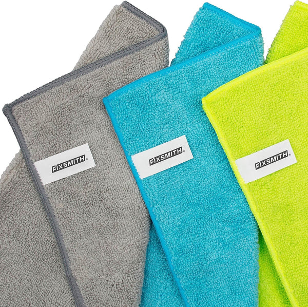 FIXSMITH Microfiber Cleaning Cloth - Pack of 50, Microfiber Towels for Cars 16 x 12 in, Highly Absorbent Cleaning Rags, Lint-Free, Streak-Free