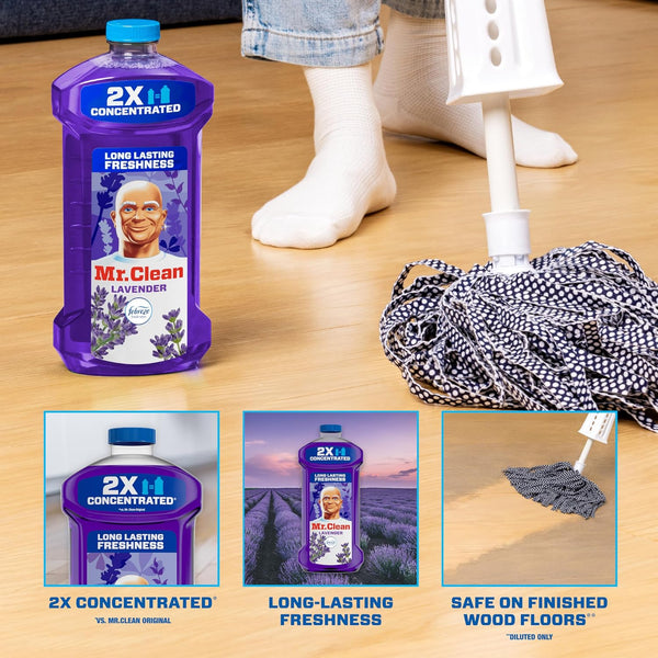 Mr. Clean All Purpose Cleaner, Floor Cleaner for Mopping Home, Bathroom, & Kitchen, Cleaning Liquid for Mop & Bucket, Cleaning Supplies,