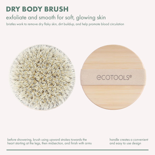 Ecotools Dry Body Brush, Cruelty-Free Bristles Exfoliate & Smooth Skin, Dry Brus