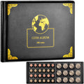 300-Pocket Coin Collection Album for Coins up to 38mm | PU Leather, 240 Small and 60 Large Pockets, Clear Anti-Drop Sleeves for Coin Collectors,