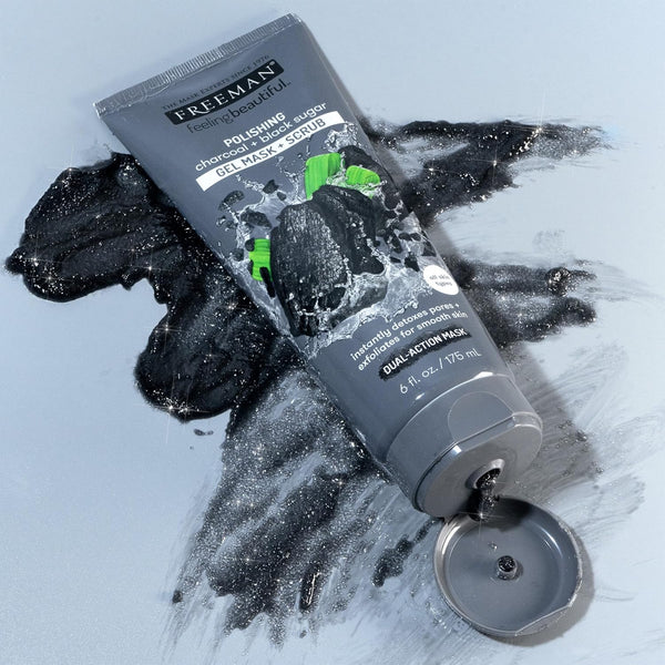 Freeman Polishing Charcoal & Black Sugar Facial Gel Mask+ Scrub, Purifies Skin, Not Over-Drying, Polishing Face Mask, Exfoliating, Removes Dead
