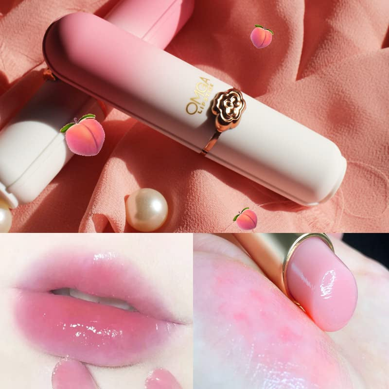 6 Pcs/Set Peach Aloe Vera Strawberry Blueberry Avocado Grape Jelly Lipstick Set Temperature Change Moisturizer Flower Lip Stick Long Lasting Nutritious Lip Balm Magic Color Change Lip Gloss