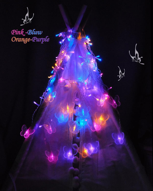 Butterfly Curtain Fairy Lights USB Plug In,8 Modes 120 LED 19.7FT Firefly Twinkle Timer String Lights with Remote, Waterproof Copper Wire for