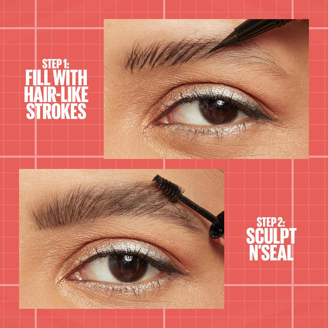 Maybelline Build-A-Brow 2-In-1 Brow Pen and Sealing Eyebrow Gel, Eyebrow Makeup 