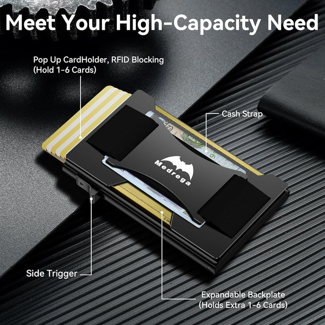 Smart Wallet for Men Slim Minimalist: Metal Pop up Wallet - RFID Front Pocket Cr