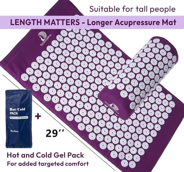 Acupressure Mat & Pillow Set for Sciatica Pain Relief, Extra-Long 29” Acupuncture Mat for Back & Neck Pain, Stress Relief & Better Sleep, with