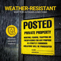 Posted Sign – No Hunting No Trespassing 11 x 11 Inch, Yellow Private Property Warning Signs, Outdoor Signs for Fence, Yard, Woods and Property