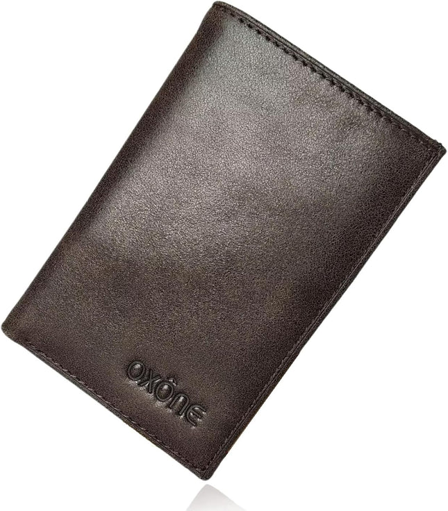 Vertical Style RFID Blocking Genuine Leather Bifold Wallet, Front Pocket Minimal