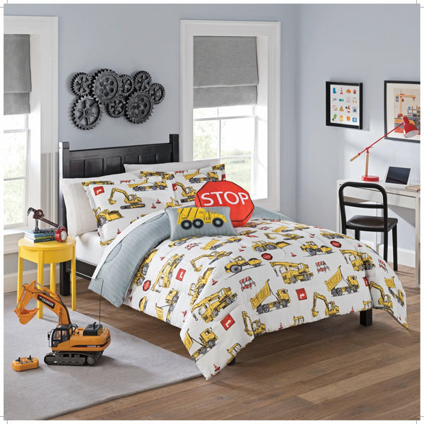 Waverly Kids under Construction Modern Graphic 3-Piece Reversible Comforter Set, Full/Queen, Multicolor