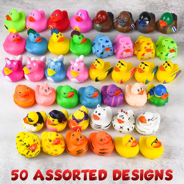 Rubber Ducks for Jeep Ducking 50 PCS Assorted Rubber Ducks for Duckies Games, Jeeps Ducking / Cruise Ships and Bath / Pool Play - Small 2 Inch