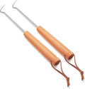 Leonyo 2 Pack Pigtail Food Flipper, 12 Inch Meat Hook Flippers Turners with Stainless Steel Shafts, Substitutes of Grill Tongs, Spatulas, Forks