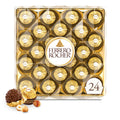Ferrero Rocher Gourmet Hazelnut Milk Chocolate Gift Box, 24 Individually Wrapped Chocolates, 10.6 oz 24 Count (Pack of 1)