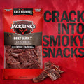 Jack Link'S Beef Jerky, Peppered, Half Pounder Large Jerky Bag - Flavorful Meat Snack, Ready to Eat Protein Snacks with 9G of Protein per Serving,