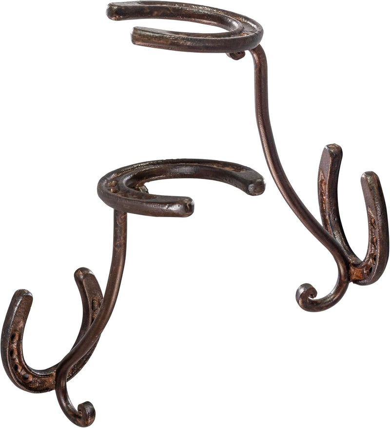 Cowboy Hat Rack - Set of 2 Decorative Wall-Mounted Holder - Heavy-Duty Iron Hanger and Organizer DIY Kit for Hats, Coats and Keys - Rustic Western