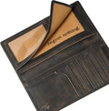 House of Jack Co. Skull Long Bifold Wallet for Men, Full Grain Cowhide Leather Biker Wallet, Rodeo Wallet, Black