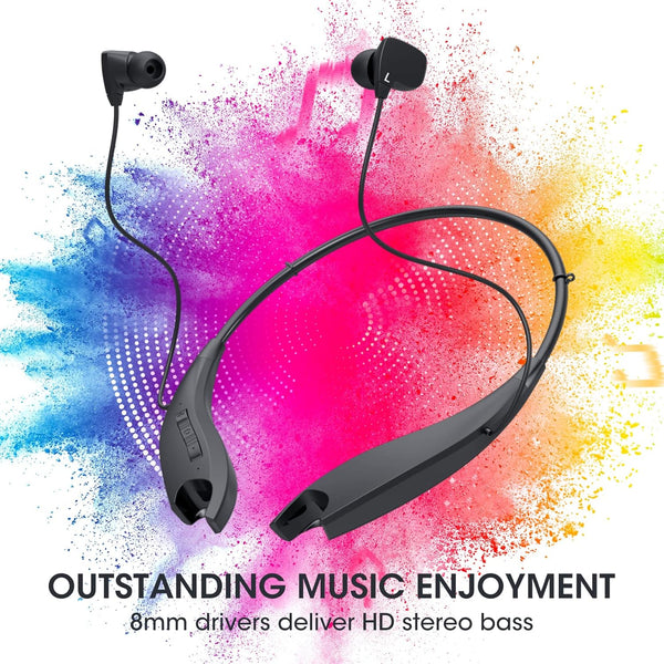 Neckband Bluetooth Headphones, around the Neck Headphones 24H+ Playtime, Bluetooth Headsets with Call Vibration, Shark Jaw Design Wireless