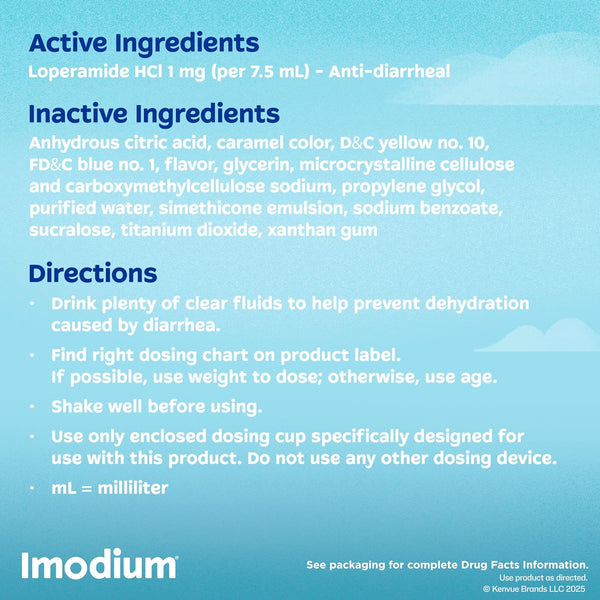 Imodium A-D Liquid Anti-Diarrheal Medicine with Loperamide Hydrochloride to Help Control Symptoms of Diarrhea Due to Acute, Active & Traveler'S