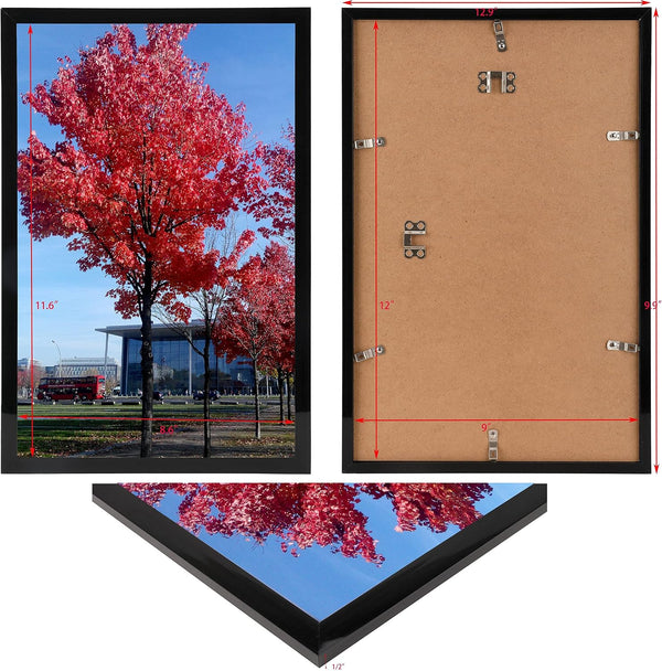 9x12 Picture Frame,Wall Display Document Certificate Photo Frame, 1 Pack 1P Black 9x12