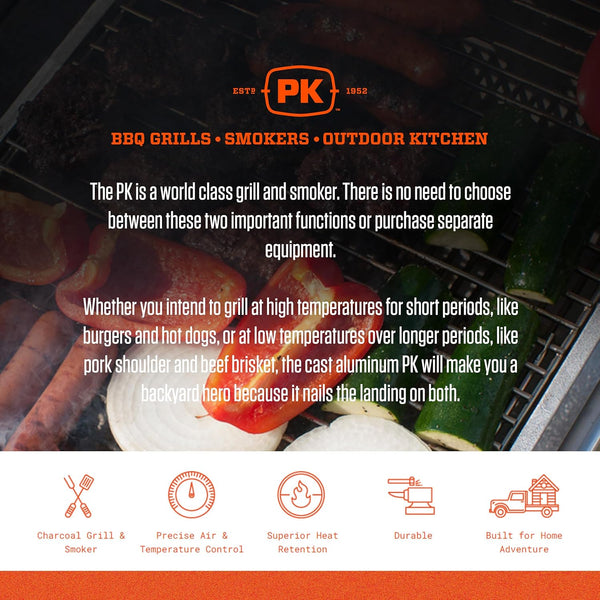 PK Grills Tel-Tru BBQ Grill Thermometer Outdoor Grilling Temperature Gauge Kit, Includes Charcoal/Smoker Thermometer Probe, Wing Nut, and Silver