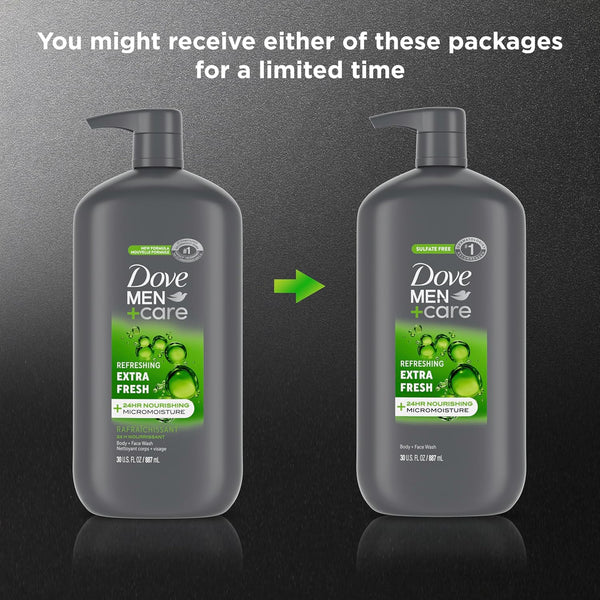 DOVE MEN + CARE Body and Face Wash Refreshing Extra Fresh Men's Body Wash with 24-Hour Nourishing Micromoisture Technology 30 oz 30 Fl Oz (Pack of
